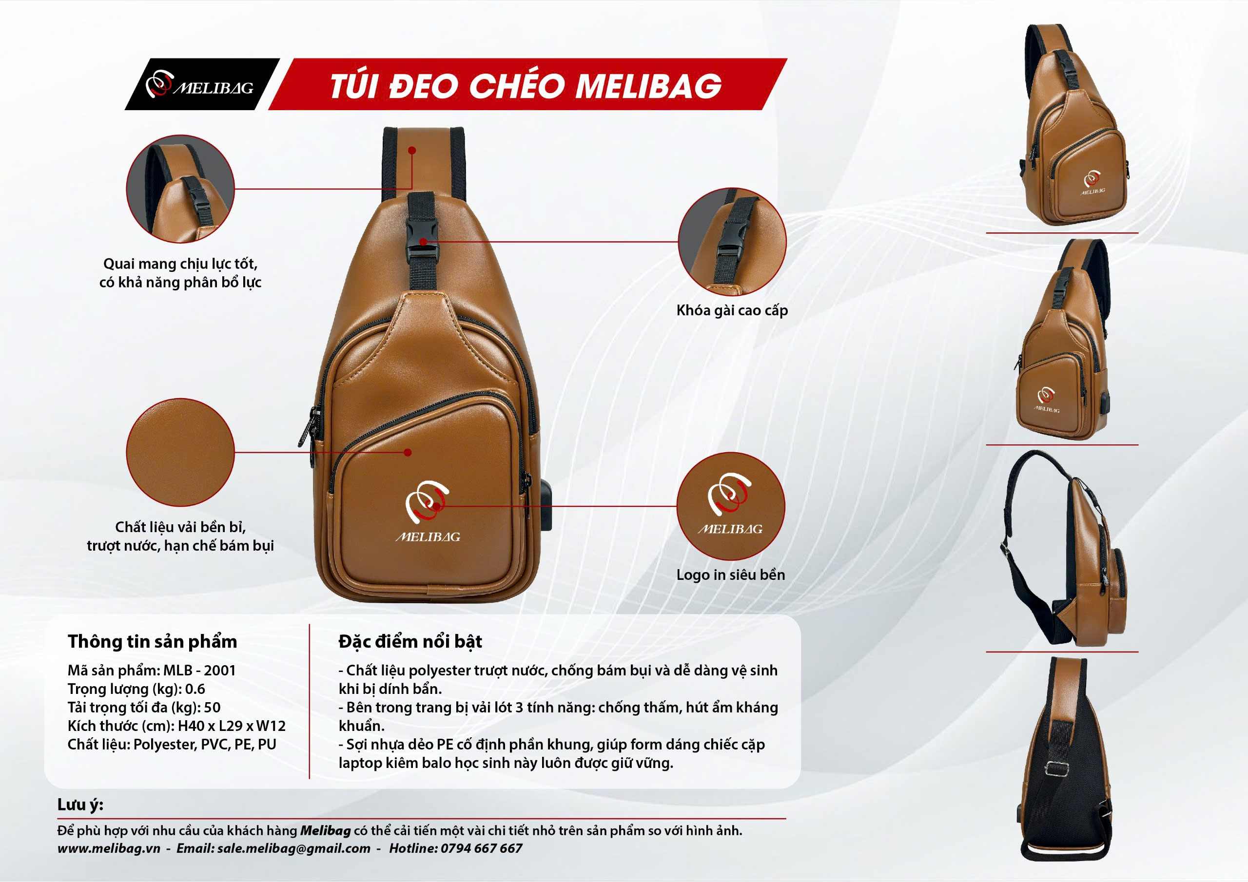 Túi Đeo Chéo Da PU MLB-6001