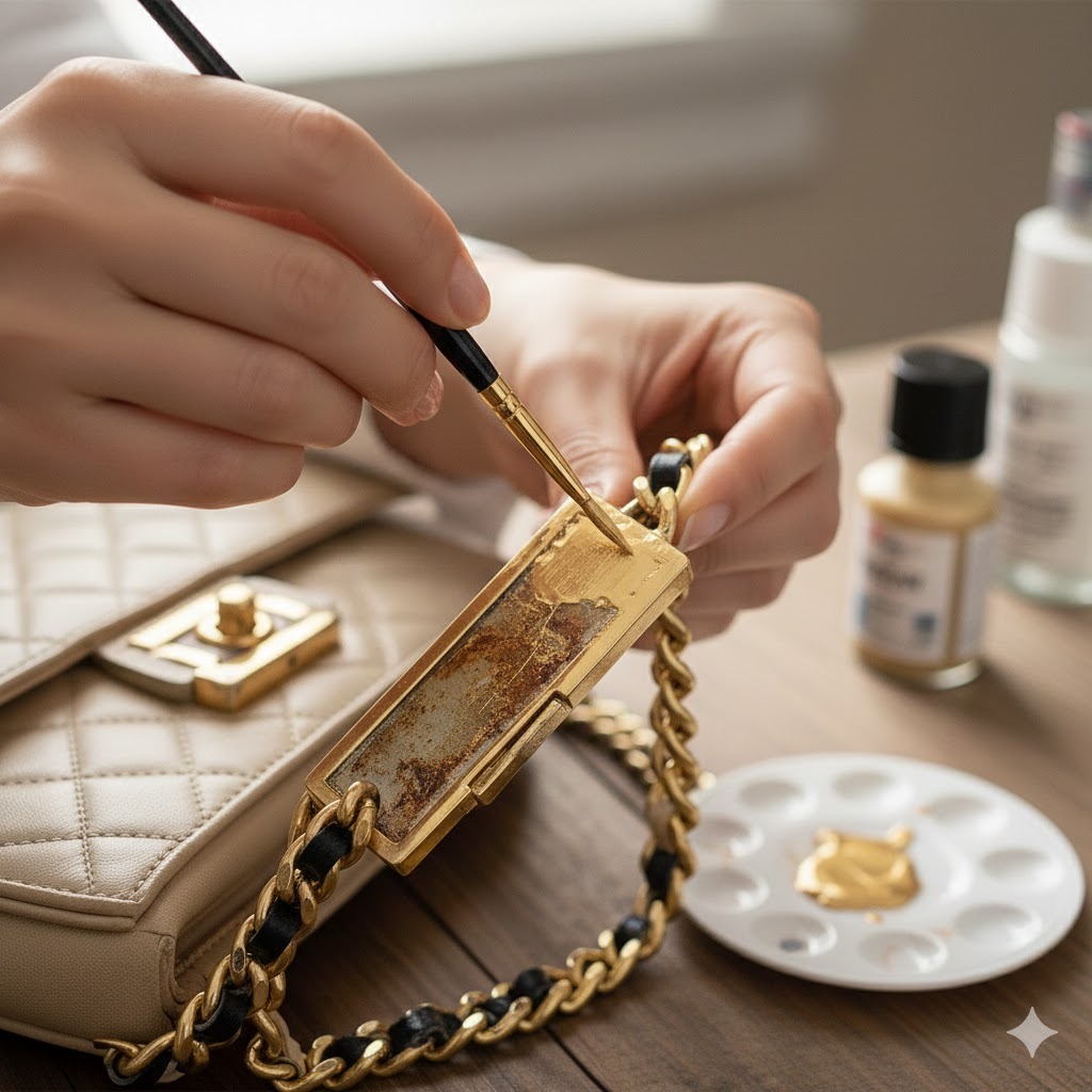 Sơn lại khóa túi xách dây đeo bị xỉn màu